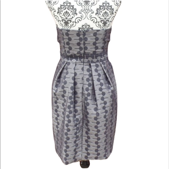 Max & Cleo Dress Medium Silver Gray Polka Dot Party Strapless Tulip New - Picture 3 of 5